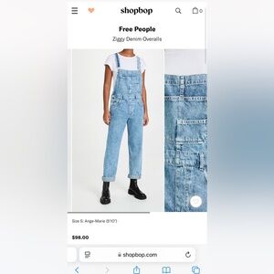 Free People Ziggy Overall Size Large, Powder Blue
